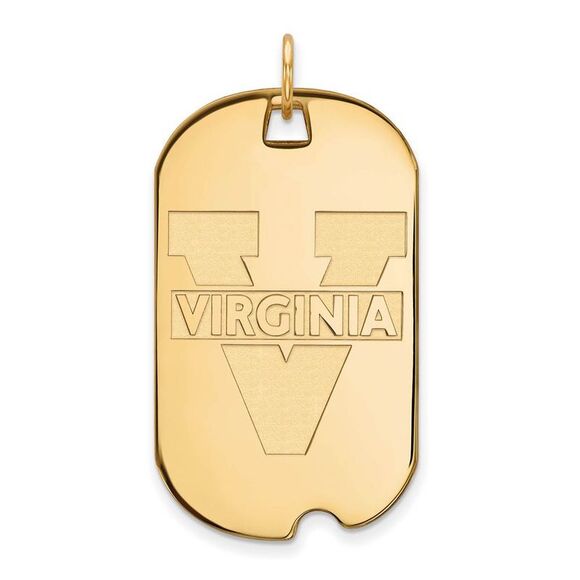 10k Yellow Gold U. of Virginia Large 'V' Logo Dog Tag Pendant
